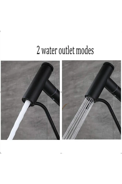 OEM Mutfak Evye Bataryası Dual Flow Su Arıtma Çıkışlı Spiralli 2 Akış Modu 7 Yıl Garanti Ithal Mat Siyah - Resim 4