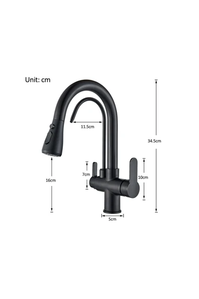 OEM Mutfak Evye Bataryası Dual Flow Kısa Model Su Arıtma Çıkışlı Spiralli 7 Yıl Garantili Ithal Krom - Resim 4