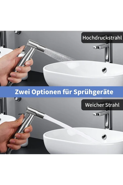 OEM Banyo Bide Basınçlı Püskürtücü Taharet Musluğu Klozet Hortumu Nikel Renk İthal 7 Yıl Garantili - Resim 4