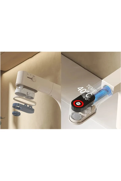 OEM Akıllı Dijital Sıcaklık Led Ekran Banyo Lavabo Bataryası Krem Renk 4 Fonksiyonlu İthal 7 Yıl Garanti - Resim 6