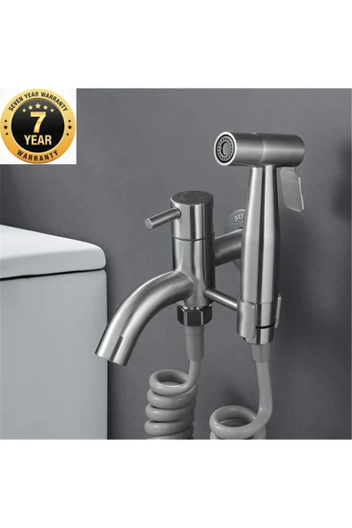 OEM Banyo Tuvalet Taharet Musluğu Spiralli Bide Özel Temizlik 7 Yıl Garantili Mat Krom Nikel İthal ürün görseli