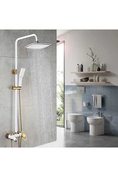 OEM Banyo Bataryası Duş Seti Beyaz Gold Altın Dore Özel Seri Yeni Model 7 Yıl Garantili İthal - Resim 2