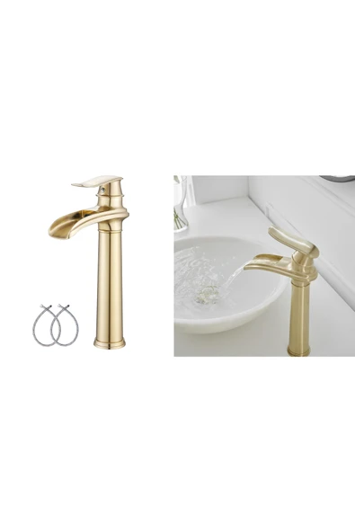 OEM Banyo Çanak Lavabo Bataryası Mat Gold Renk Yeni Tasarım 7 Yıl Garantili Ithal - Resim 5