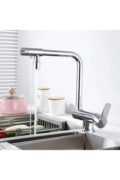 OEM Mutfak Pencere Önü Katlanır Evye Bataryası Su Arıtma Çıkışlı Yeni Krom 5 Yıl Garantili ürün görseli