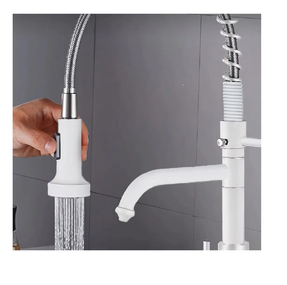 OEM Mutfak Evye Bataryası Dual Flow Su Arıtma Çıkışlı Spiralli Ve Fiskiyeli 7 Yıl Garanti Ithal Beyaz - Resim 3