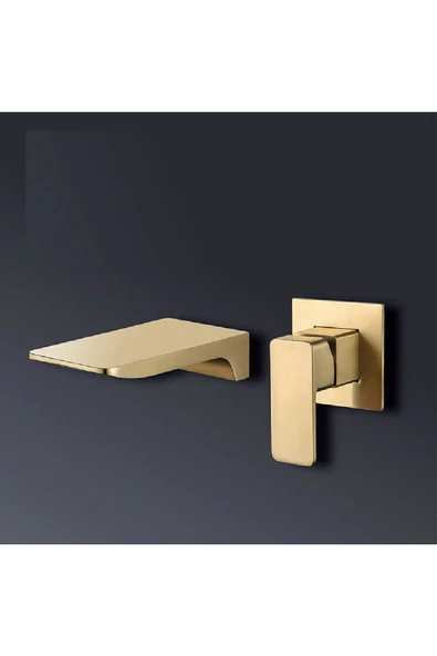 OEMN Banyo Bataryası Küvet Jakuzi Lavabo Ankastre Mat Gold Yeni Şelale 7 Yıl Garantili Sıva Altı Dahil - Resim 3