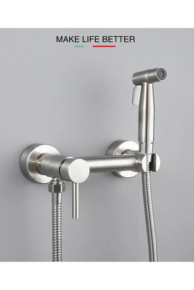 OEM Banyo Tuvalet Bide Basınçlı Püskürtücü Taharet Musluğu Çift Su Girişli Nikel İthal 7 Yıl Garantili - 7
