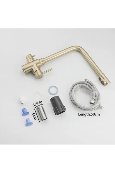 OEM Mutfak Evye Bataryası Dual Flow Arıtma Çıkışlı Mat Gold 10 Yıl Garantili Ithal - Resim 6