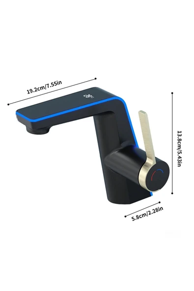 OEM Dijital Sıcaklık Led Ekran Göstergeli Banyo Lavabo Bataryası Siyah Gold Renk İthal 7 Yıl Garanti - Resim 6