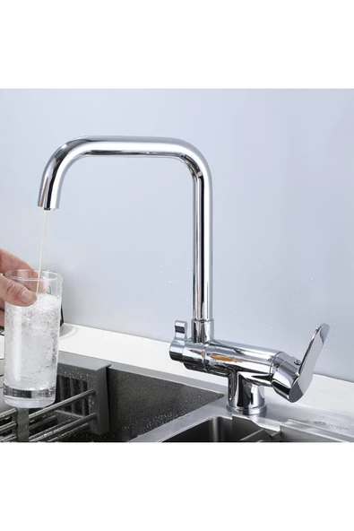 OEM Mutfak Pencere Önü Katlanır Evye Bataryası Arıtma Çıkışlı Krom Yeni 7 Yıl Garantili Ithal - Resim 6