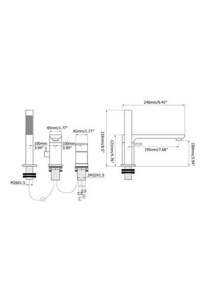 OEM Banyo Bataryası Küvet Jakuzi Duş Seti Ankastre Mat Gold Yeni Ürün 7 Yıl Garantili Ithal - Resim 5