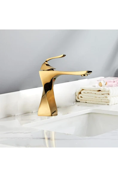 OEM Banyo Lavabo Bataryası Gold Altın Dore Renk 7 Yıl Garantili İthal Yeni Tasarım. - Resim 4