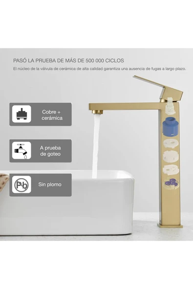 OEM Banyo Çanak Lavabo Bataryası Mat Gold Renk Yeni Tasarım 7 Yıl Garantili Ithal - Resim 7