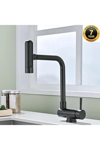 OEM Mutfak Pencere Önü Katlanır Evye Bataryası Rustik Yeni Model Mat Siyah 7 Yıl Garantili Ithal ürün görseli