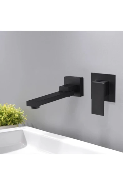 OEM Banyo Lavabo Bataryası Ankastre Siyah Set Yeni Hareketli Tasarım Sıva Altı Dahil 5 Yıl Garantili - 1
