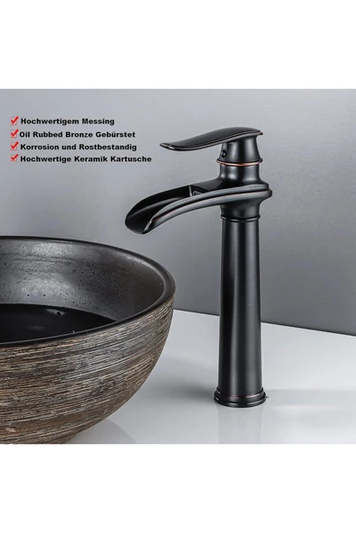 OEM Banyo Çanak Lavabo Bataryası Mat Siyah Bakır Çizgili Renk Yeni Tarz Model 7 Yıl Garantili Ithal - Resim 2