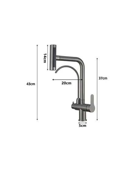 OEM Mutfak Eviye Bataryası Dokunmatik Arıtma Çıkışlı Duş Şelale 3 Fonksiyon Gold Ithal 7 Yıl Garanti - Resim 5