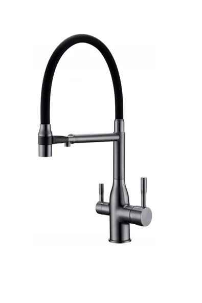 OEM Mutfak Evye Bataryası Dual Flow Su Arıtma Çıkışlı Spiralli Fiskiyeli 7 Yıl Garantili İthal Antrasit - Resim 4