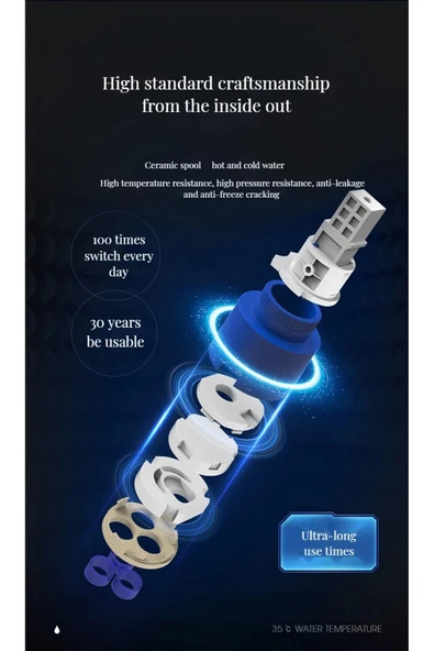 OEM Akıllı Dijital Sıcaklık Led Ekran Banyo Çanak Lavabo Bataryası Mat Siyah İthal 7 Yıl Garantili - Resim 4