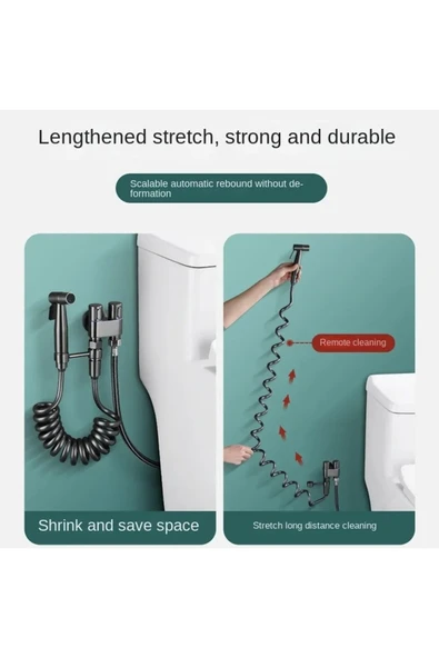 OEM Banyo Bide Basınçlı Püskürtücü Taharet Musluğu Klozet Hortumu Antrasit Renk İthal 7 Yıl Garantili - Resim 7