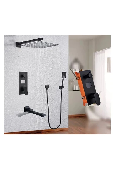 OEM Dijital Sıcaklık Led Ekran Duş Seti Ankastre Mat Siyah 3 Yollu Model Sıva Altı Dahil 7 Yıl Garantili ürün görseli