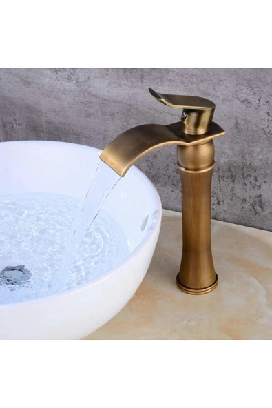 OEM Banyo Çanak Lavabo Bataryası Antik Renk Yeni Şelale Model 7 Yıl Garantili Ithal - Resim 3