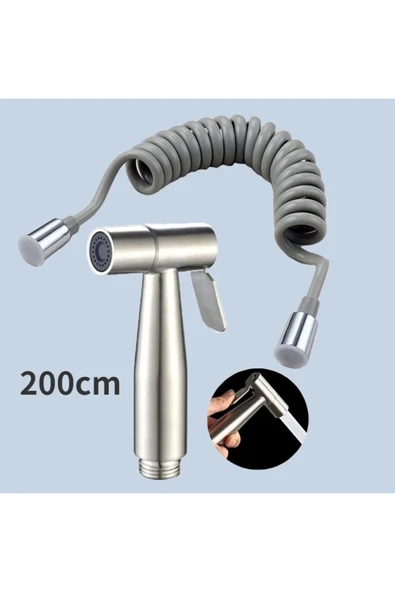 OEM Banyo Bide Basınçlı Püskürtücü Taharet Musluğu Klozet Hortumu Nikel Renk İthal 7 Yıl Garantili - Resim 3
