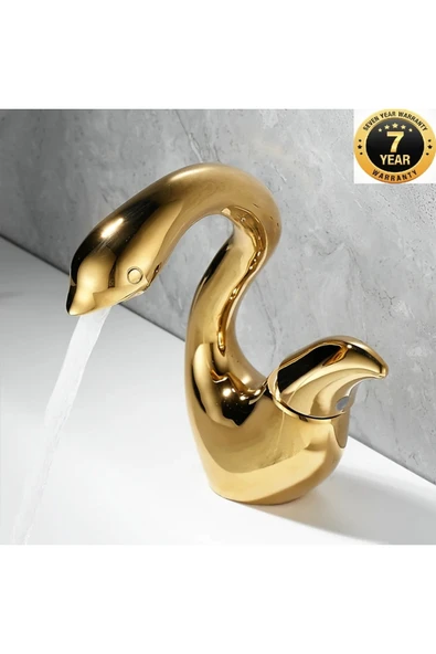 OEM Banyo Lavabo Bataryası Kuğu Model Altın Dore Gold Renk Yeni Ürün Ithal 7 Yıl Garantili İthal ürün görseli