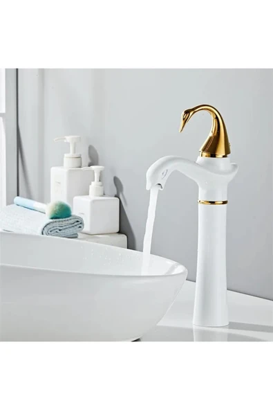 OEM Banyo Çanak Lavabo Bataryası Kuğu Gold Altın Dore Yeni Tasarım 7 Yıl Garantili İthal - Resim 3