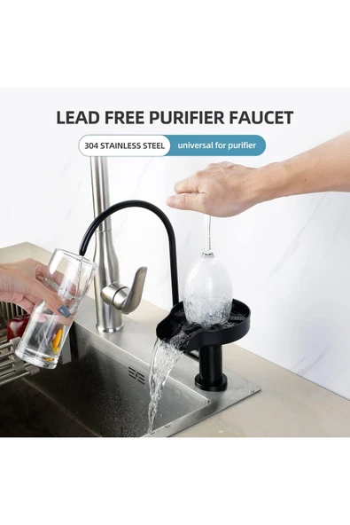 OEM Mutfak Evye Basınçlı Bardak Yıkama Bataryası Ve Arıtma Musluğu 2İn1 Mat Krom Nikel 7 Yıl Garantili