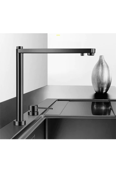 OEM Mutfak Evye Bataryası Pencere Önü Dual Flow Arıtma Çıkışlı Asansörlü Yeni Sistem Mat Siyah Ithal - Resim 4