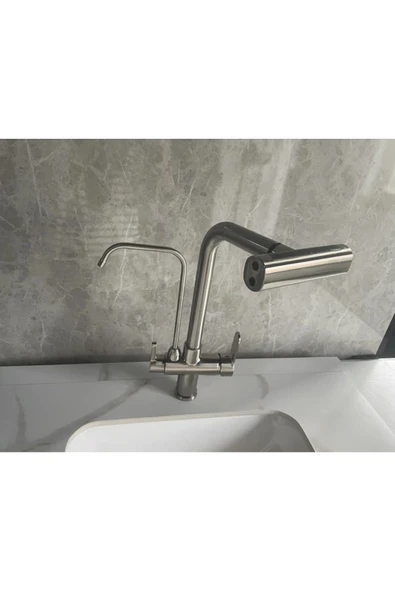 OEM Mutfak Eviye Bataryası Dokunmatik Arıtma Çıkışlı Duş Şelale 3 Fonksiyon Nikel Ithal 7 Yıl Garanti - Resim 3