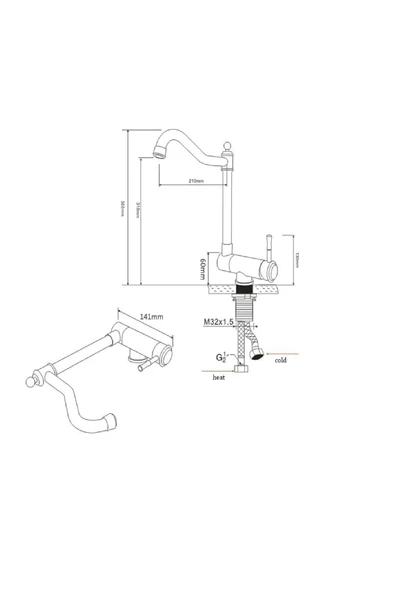 OEM Mutfak Pencere Önü Katlanır Evye Bataryası Rustik Yeni Model Mat Siyah 7 Yıl Garantili Ithal - Resim 6
