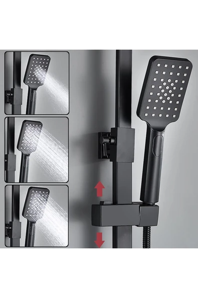 OEM Dijital Sıcaklık Led Ekranlı Banyo Duş Seti Piyano Tuşlu Yeni Tasarım Siyah 7 Yıl Garantili İthal - Resim 5