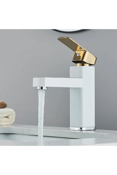 OEM Akıllı Dijital Sıcaklık Led Ekran Banyo Lavabo Bataryası Beyaz Gold İthal 7 Yıl Garantili - 6