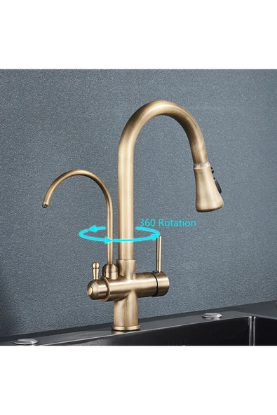 OEM Mutfak Evye Bataryası Dual Flow Smart Dokunmatik Spiralli Fiskiyeli Antik 7 Yıl Garantili İthal - Resim 6