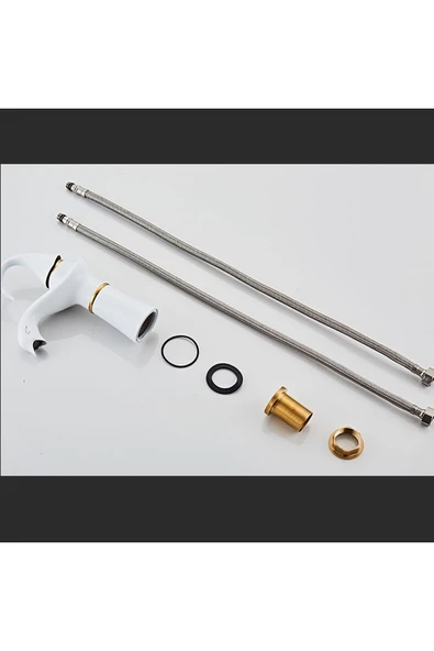 OEM Banyo Lavabo Bataryası Kuğu Model Beyaz / Gold Renk Yeni Ürün Ithal 7 Yıl Garantili İthal - Resim 6