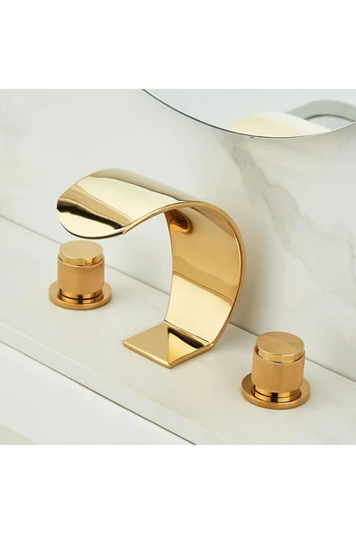 OEM Banyo Lavabo Küvet Jakuzi Bataryası Ankastre Gold Altın Dore Oval Yeni Şelale 7 Yıl Garantili ürün görseli