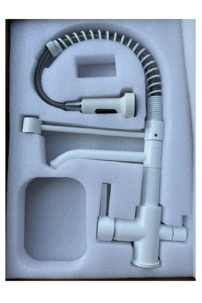 OEM Mutfak Evye Bataryası Dual Flow Su Arıtma Çıkışlı Spiralli Ve Fiskiyeli 7 Yıl Garanti Ithal Beyaz ürün görseli