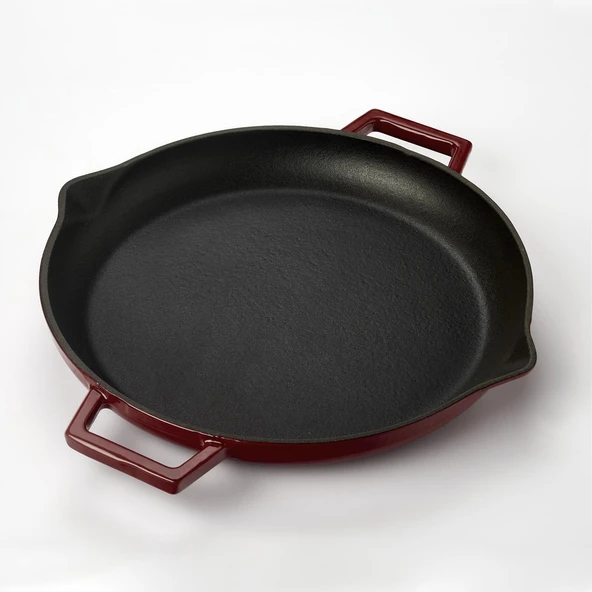 Lava Döküm Yuvarlak Kızartma Tavası Döküm Demir Yekpare Çift Kulplu Çap(Ø)26cm. - Resim 2