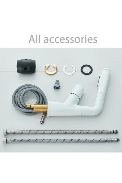 OEM Banyo Lavabo Bataryası Asansörlü Yeni Sistem Beyaz Spiralli Ve Fiskiyeli 7 Yıl Garantili İthal - Resim 7