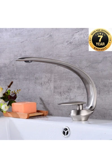 OEM Banyo Lavabo Bataryası Mat Krom Nikel Yeni Tarz Model 7 Yıl Garantili İthal ürün görseli