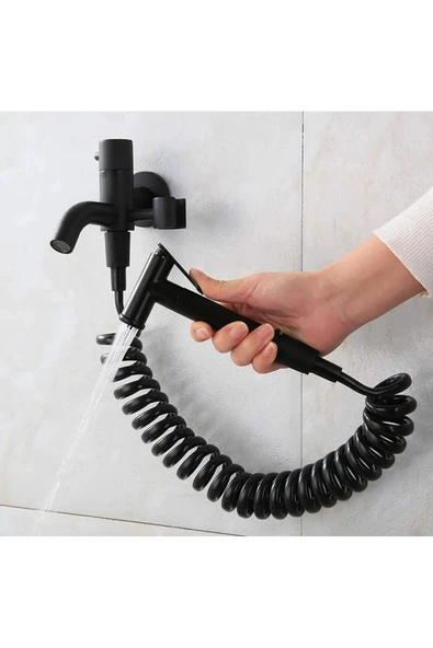 OEM Banyo Tuvalet Taharet Musluğu Spiralli Bide Özel Temizlik 7 Yıl Garantili  Mat Siyah İthal - Resim 7