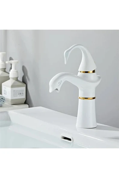 OEM Banyo Lavabo Bataryası Kuğu Model Beyaz / Gold Renk Yeni Ürün Ithal 7 Yıl Garantili İthal - Resim 2