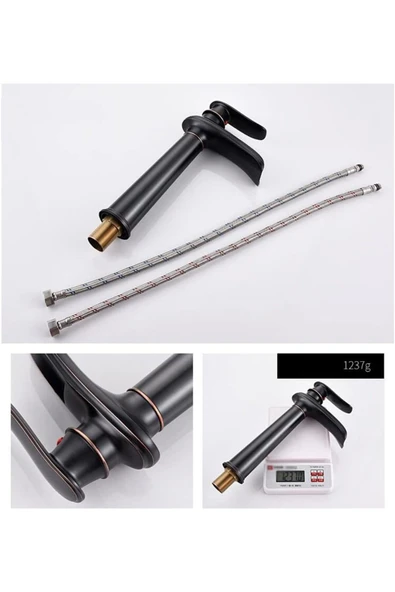 OEM Banyo Çanak Lavabo Bataryası Mat Siyah Bakır Çizgili Renk Yeni Tarz Model 7 Yıl Garantili Ithal - Resim 5