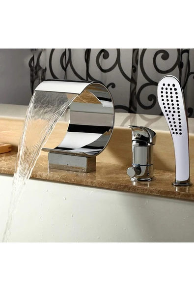 OEM Banyo Lavabo Küvet Jakuzi Bataryası Ankastre Krom 3 Lü Set Yeni Şelale 7 Yıl Garantili - Resim 2