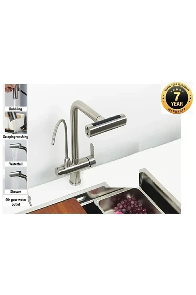 OEM Mutfak Eviye Bataryası Dokunmatik Arıtma Çıkışlı Duş Şelale 3 Fonksiyon Nikel Ithal 7 Yıl Garanti ürün görseli