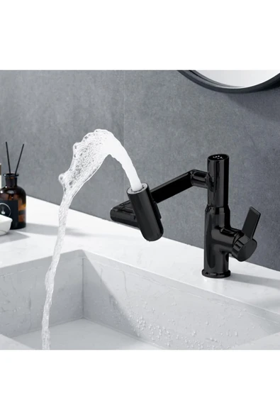 OEM Akıllı Dijital Sıcaklık Led Ekran Banyo Lavabo Bataryası Katlanır İthal Siyah 7 Yıl Garantili - 7