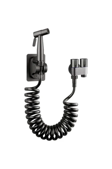 OEM Banyo Bide Basınçlı Püskürtücü Taharet Musluğu Klozet Hortumu Antrasit - Resim 3