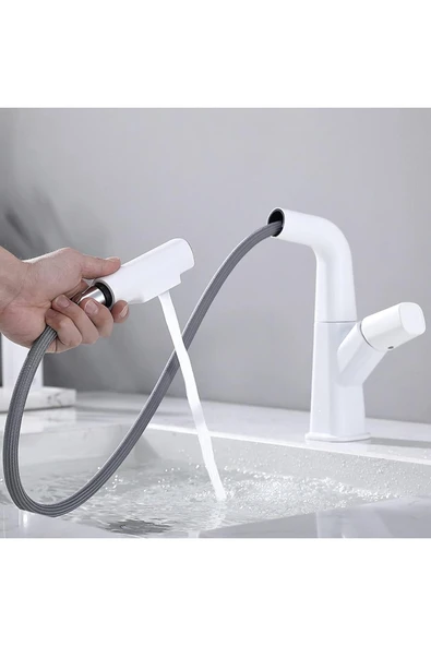 OEM Banyo Lavabo Bataryası Asansörlü Yeni Sistem Beyaz Spiralli Ve Fiskiyeli 7 Yıl Garantili İthal - Resim 2